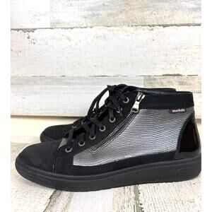 Mephisto Women’s 9 Black Silver Lolita Mobiles Lace Up Leather High Top Sneaker
